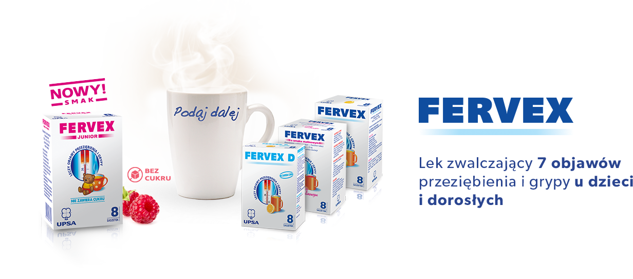 Fervex Junior - Lek zwalczający 7 objawów przeziębienia i grypy u dzieci i dorosłych